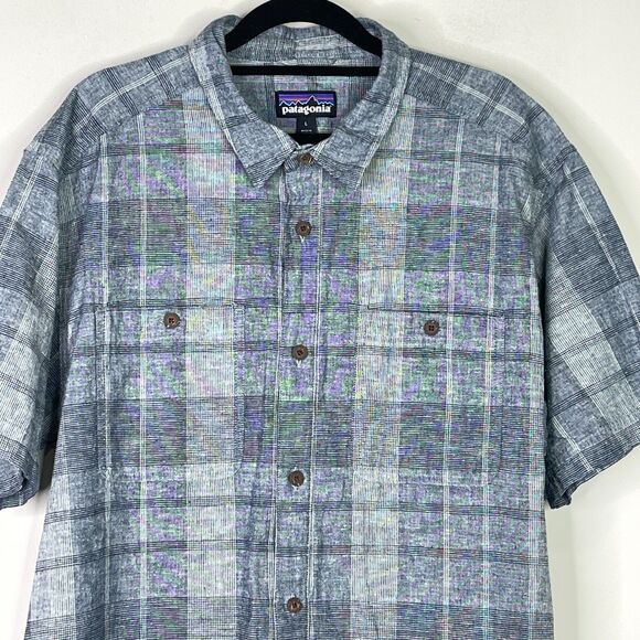 Patagonia 2022 Back Step Hemp Organic Cotton Plaid Shirt Men's Size Large - Picture 4 of 10